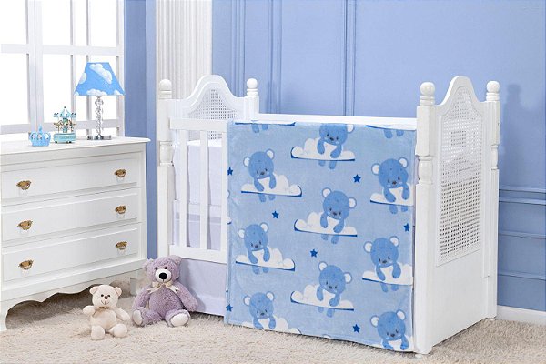 COBERTOR ETRURIA FLANNEL URSO AZUL