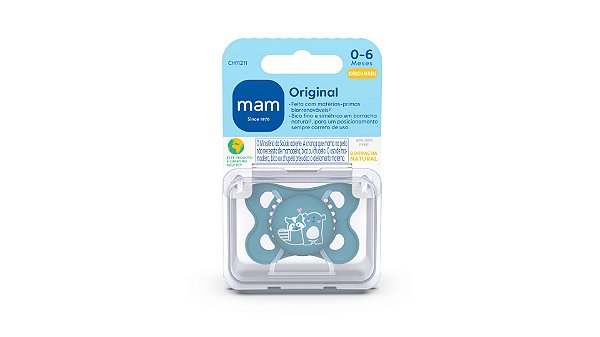 CHUPETA MAM ORIGINAL START BORRACHA NATURAL CH11211 AZUL - 0 A 6 MESES