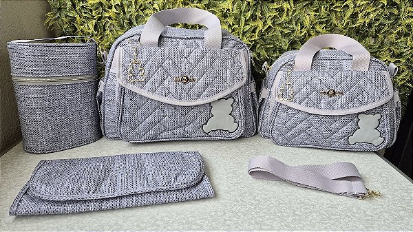 KIT BOLSA LUDY 4PCS- REF 101/102 CINZA