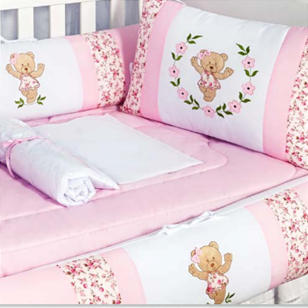 KIT DE BERÇO TIQUINHO FOFINHO -URSA ENCANTO ROSA