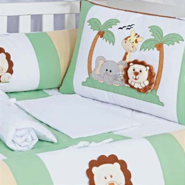 KIT DE BERÇO TIQUINHO FOFINHO - AMIGOS DA SELVA VERDE MUSGO