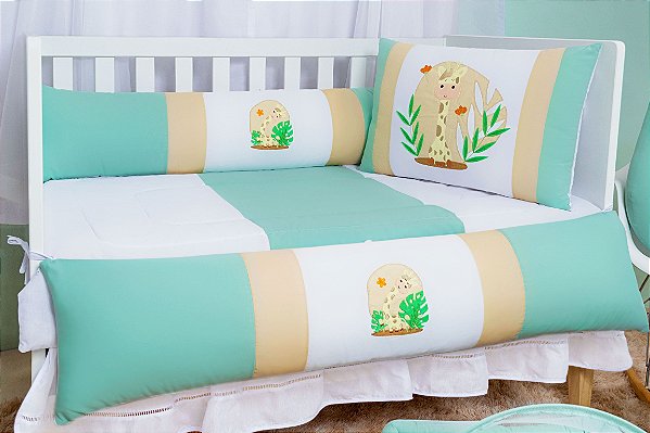 KIT DE BERÇO TIQUINHO FOFINHO - GIRAFA VERDE