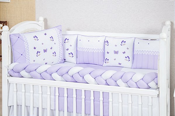 KIT DE BERÇO TIQUINHO LUXO BORBOLETA ENCANTADA LILAS