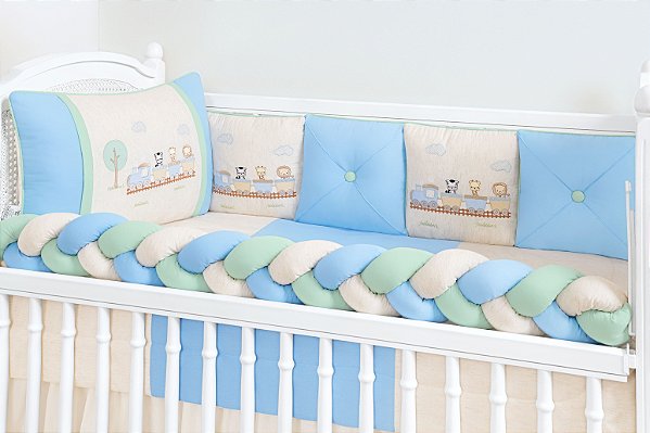 KIT DE BERÇO TIQUINHO ROYAL - TRENZINHO AZUL