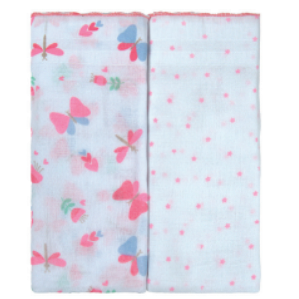 TOALHA FRALDA BUBLIM PETIT BORBOLETAS ROSA