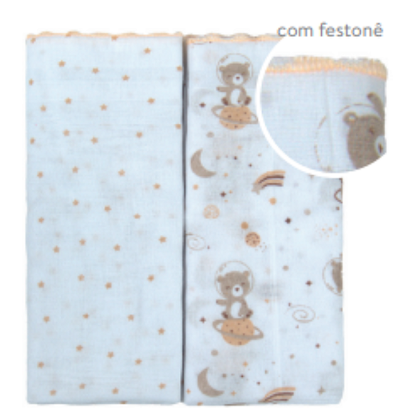 TOALHA FRALDA BUBLIM PETIT URSO ESPACO BEGE