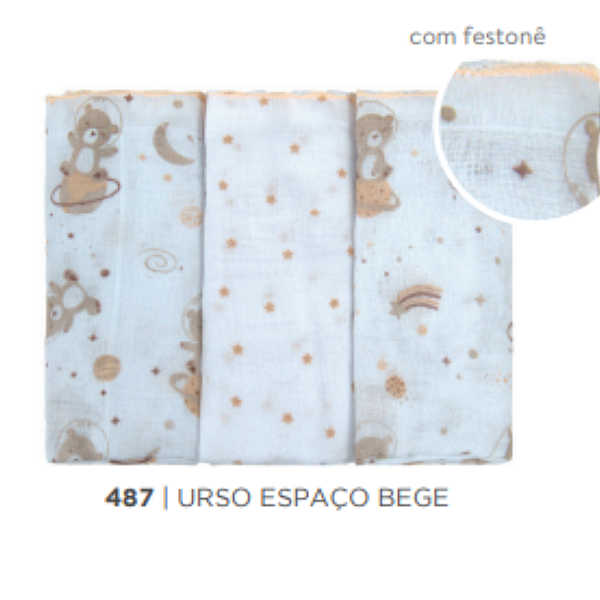 FRALDA BUBLIM PETIT URSO ESPACO BEGE