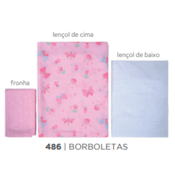 JOGO DE LENCOL BUBLIM PETIT BORBOLETAS ROSA