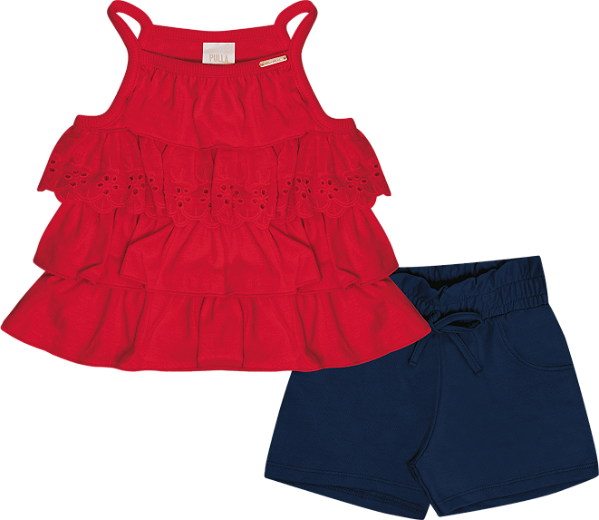 CONJUNTO PULLA BULLA 50620 VERMELHO 3 ANOS