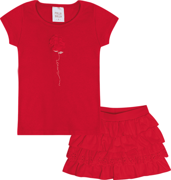 CONJUNTO PULLA BULLA 50624 VERMELHO 1 ANO