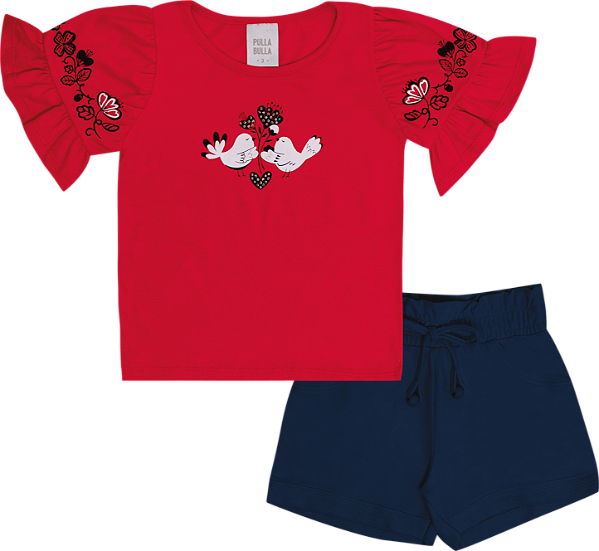 CONJUNTO PULLA BULLA 50622 VERMELHO 2 ANOS