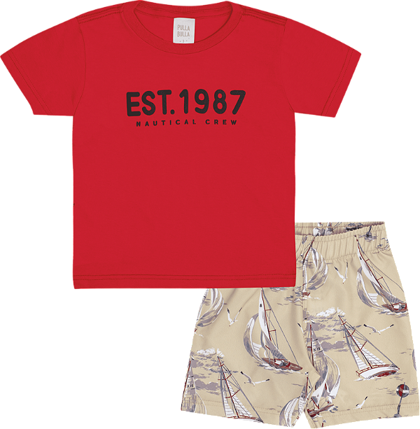 CONJUNTO PULLA BULLA 50671 VERMELHO 2 ANOS