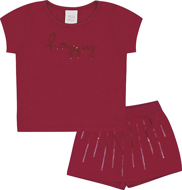 CONJUNTO PULLA BULLA 52222 VERMELHO 3 ANOS