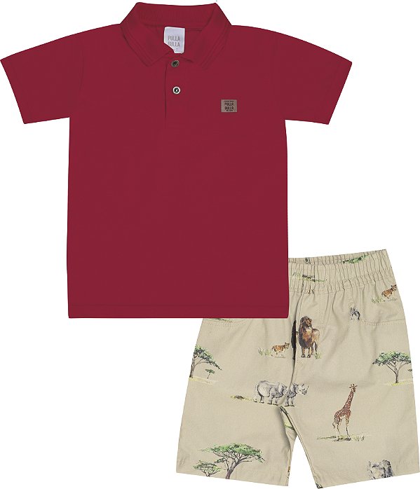 CONJUNTO PULLA BULLA 52275 VERMELHO 2 ANOS