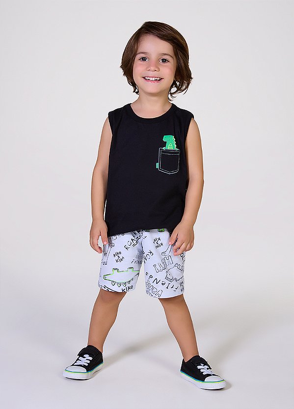 CONJUNTO KIKO KIKA 13365 PRETO 3 ANOS