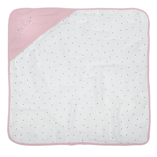 TOALHA BUBLIM MALHA PLUSH FLORZINHAS ROSA