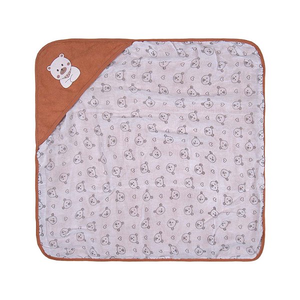 TOALHA BUBLIM MALHA PLUSH URSO MARROM