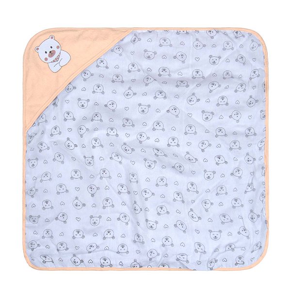 TOALHA BUBLIM MALHA PLUSH URSO PESSEGO