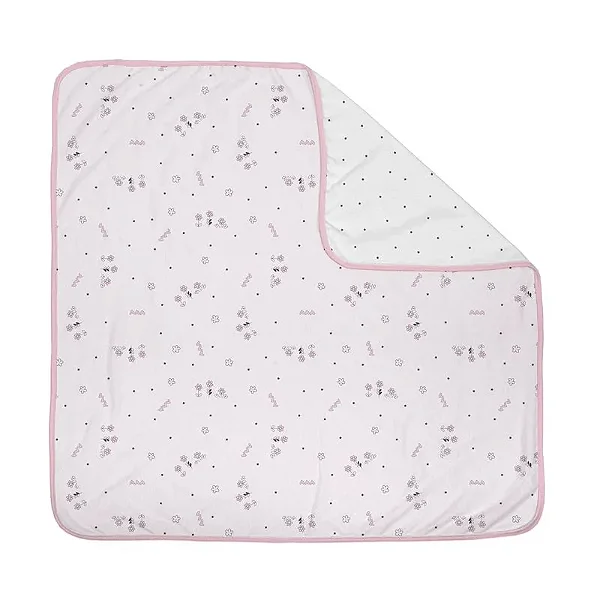 MANTA DUPLA FACE BUBLIM MALHAS - FLORZINHAS ROSA