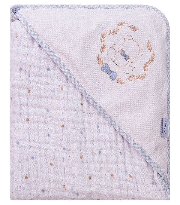 TOALHA SOFT BABY JOY CLASSICOS URSO AZUL