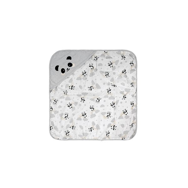 TOALHA PLUSH BUBLIM PETIT PANDA CINZA