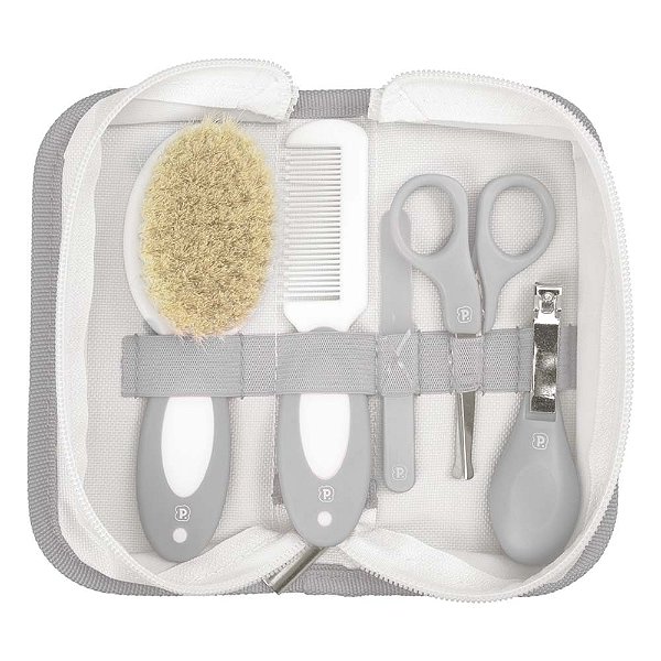 KIT HIGIENE PIMPOLHO ESTOJO CERDAS NATURAIS CINZA