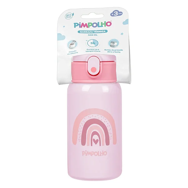 GARRAFA TERMICA PIMPOLHO ARCO IRIS ROSA
