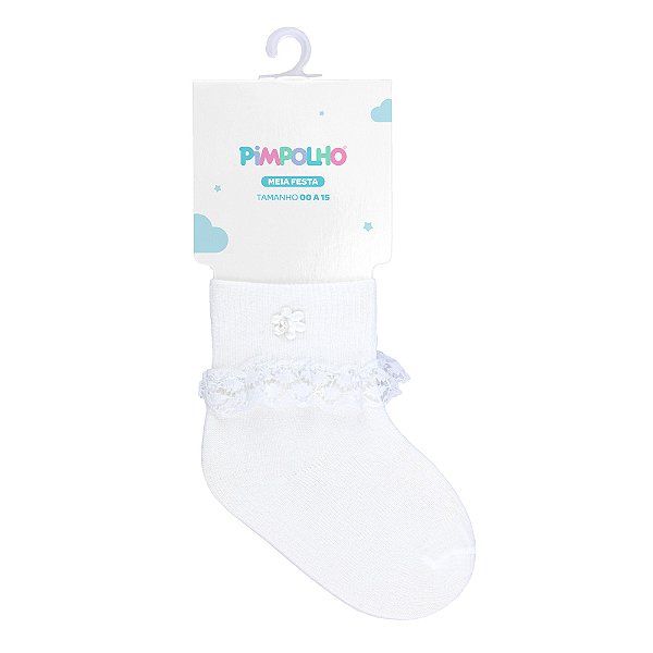 MEIA FESTA PIMPOLHO RENDINHA BRANCO 00 A 15