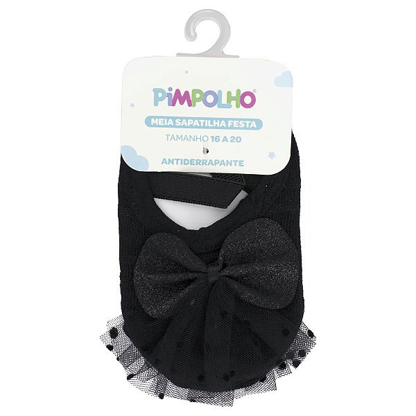 MEIA SAPATILHA FESTA PIMPOLHO PRETO 16/20