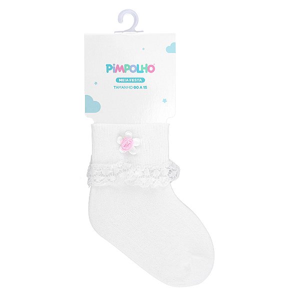 MEIA FESTA PIMPOLHO FLORZINHA ROSA 00 A 15