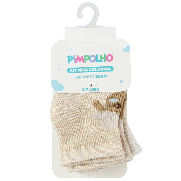 KIT MEIA PIMPOLHO ESTAMPADA MENINO ZERO