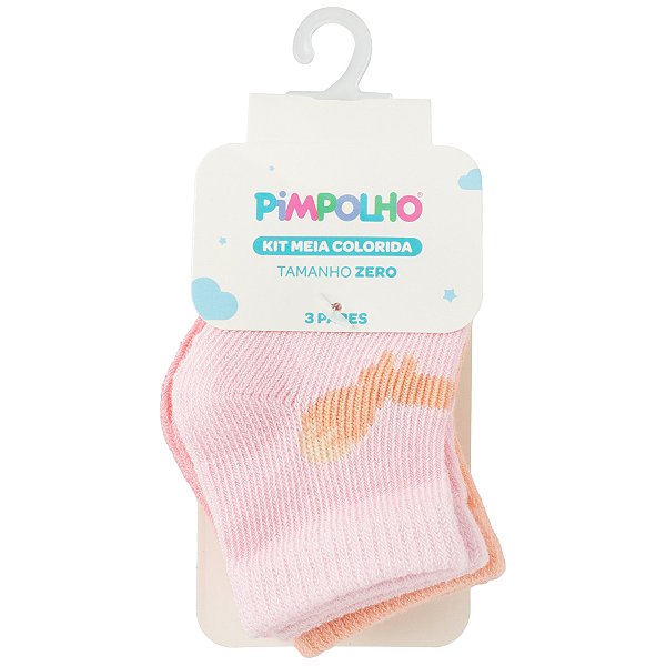 KIT MEIA PIMPOLHO ESTAMPADA MENINA ZERO