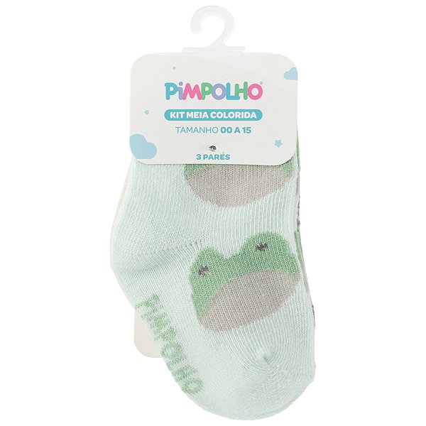 KIT MEIA PIMPOLHO ESTAMPADA MENINO 00 A 15
