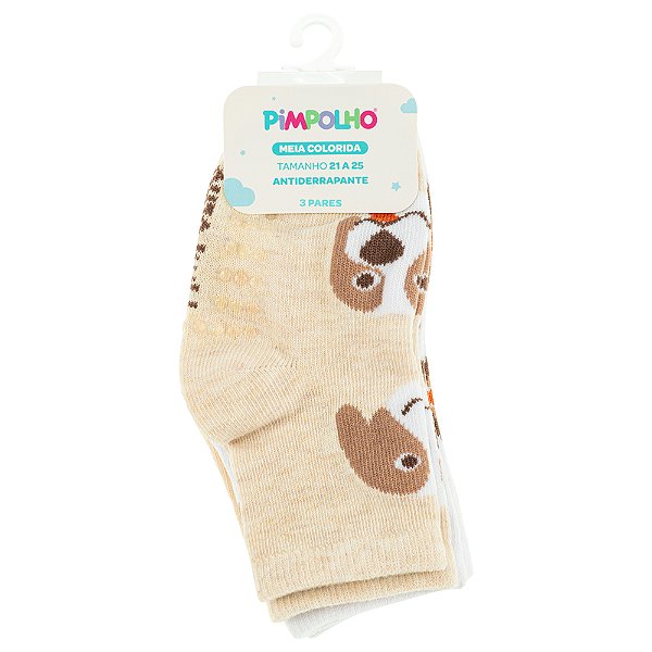 KIT MEIA PIMPOLHO ESTAMPADA MENINO 21/25