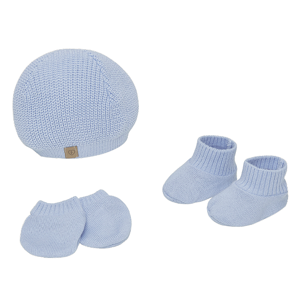 KIT TOUCA SAPATO E LUVA BABY FOFINHO AZUL