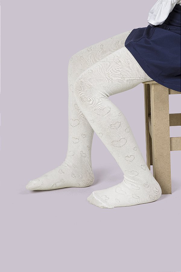 MEIA CALÇA DUCK TRABALHADA - FIO80 OFF WHITE 1 A 2 ANOS