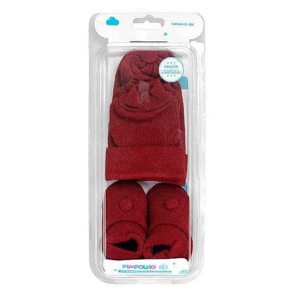 KIT TOUCA SAPATO E LUVA PIMPOLHO VERMELHO