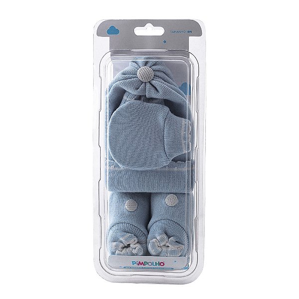 KIT TOUCA SAPATO E LUVA PIMPOLHO AZUL