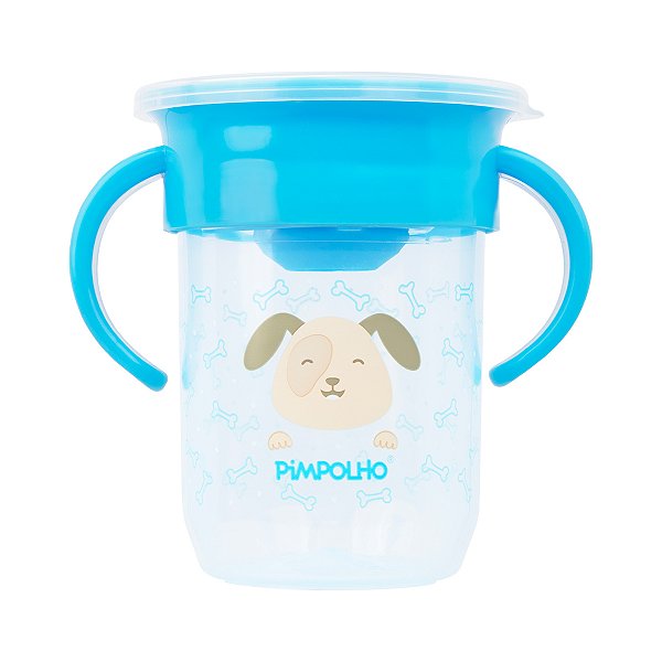 COPO PIMPOLHO 360° CACHORRO AZUL