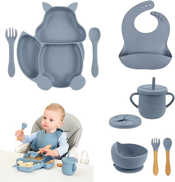 CONJUNTO SILICONE BABY STYLE ESQUILINHO AZUL