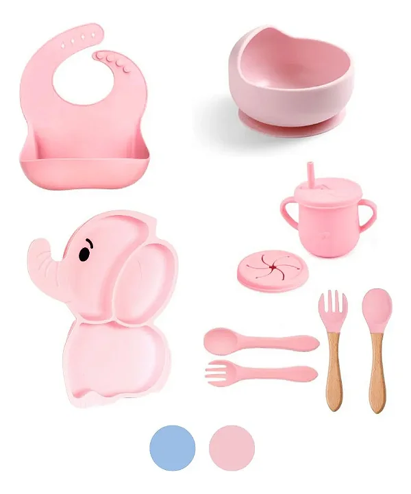 CONJUNTO SILICONE BABY STYLE ELEFANTINHO ROSA