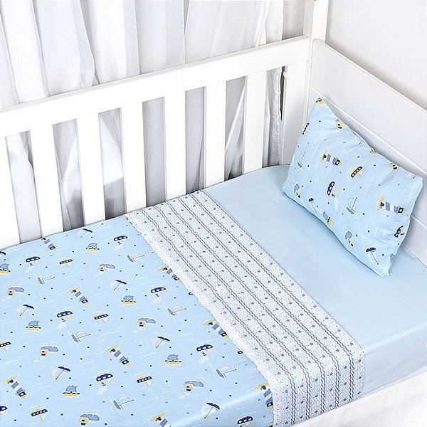 JOGO DE LENCOL CIA DO NENEM BARCO