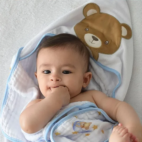 TOALHAO SOFT MAIS BABY JOY URSO CELESTE