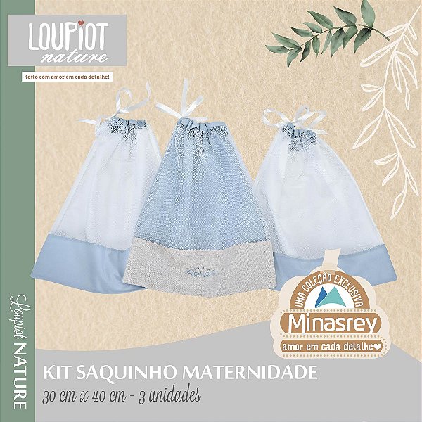 KIT SAQUINHO MATERNIDADE LOUPIOT NATURE AZUL