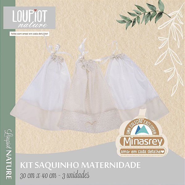 KIT SAQUINHO MATERNIDADE LOUPIOT NATURE BEGE