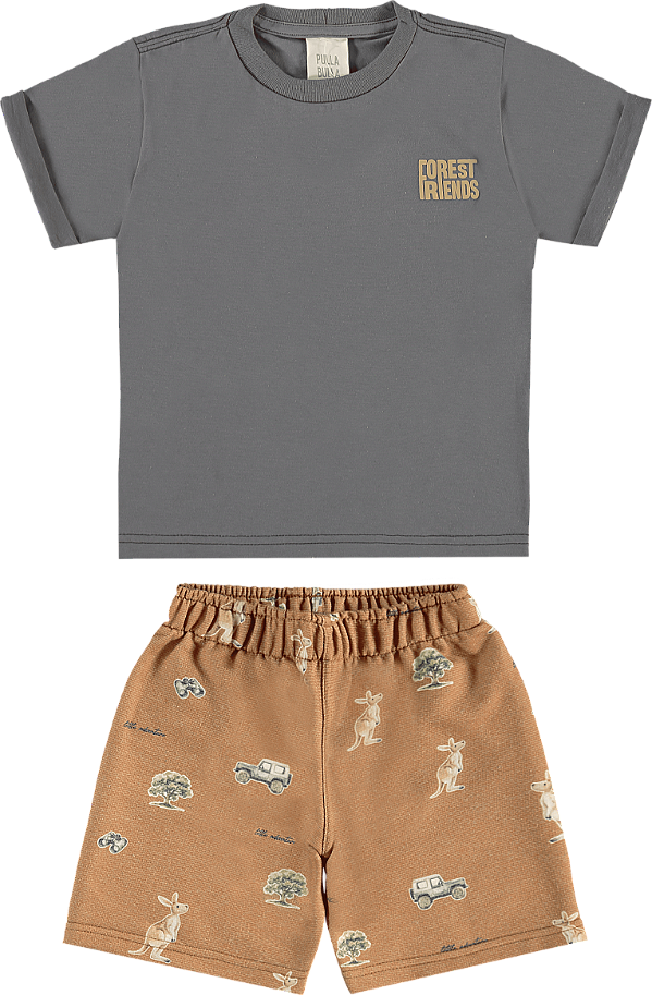 CONJUNTO PULLA BULLA 53774 CINZA 2 ANOS