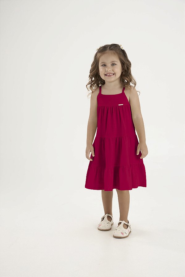 VESTIDO PULLA BULLA 53707 VERMELHO 3 ANOS