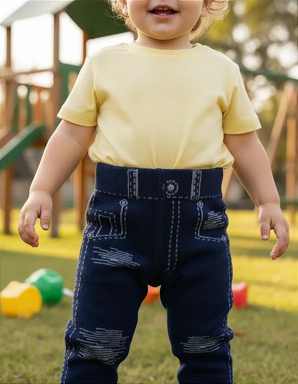 CALCA LEGGING PIMPOLHO JEANS ESCURO 6/24 MESES