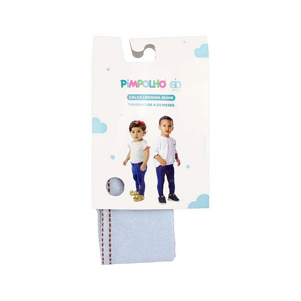 CALCA LEGGING PIMPOLHO JEANS CLARO 6/24 MESES