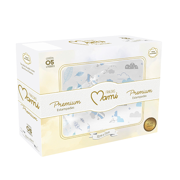 Fralda Premium Mami C/ Bainha Estampada 70Cm X 70Cm Caixa - Masculino